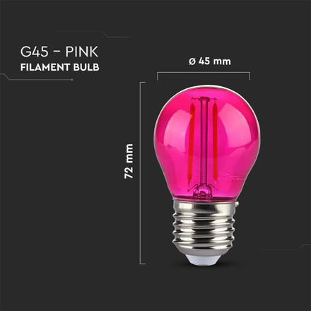 LED Bulb - 2W Filament E27 G45 Pink