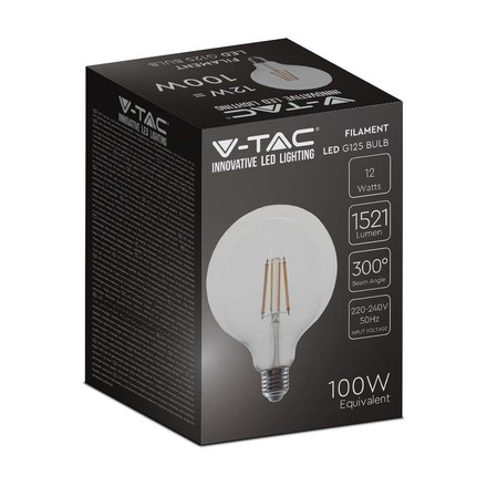 LED Крушка E27 12.5W 6500K Филамент G125 SKU 217455 V-TAC