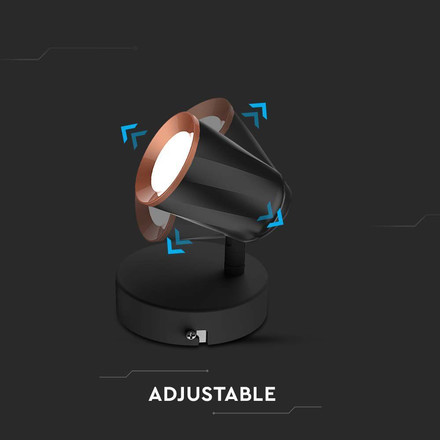 Аплик за стена 6W 3000К Спот Черна SKU 218251 V-TAC