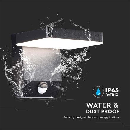 Аплик за стена със сензор 20W 4000К IP65 Черно Тяло Квадрат SKU 2949 V-TAC