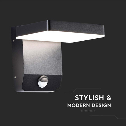 Аплик за стена със сензор 20W 4000К IP65 Черно Тяло Квадрат SKU 2949 V-TAC