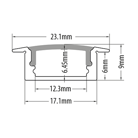 Алуминиев профил за LED лента за вграждане плитък 3м КОД APK301 ULTRALUX