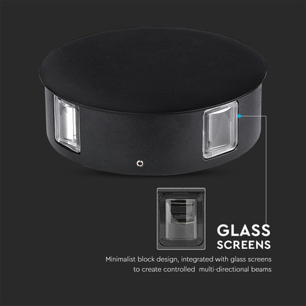 Аплик за стена 4W 3000К IP65 Черно Тяло Кръг SKU 218215 V-TAC