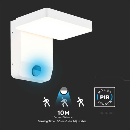 20W LED Wall Light Sensor White Body Square 4000K IP65