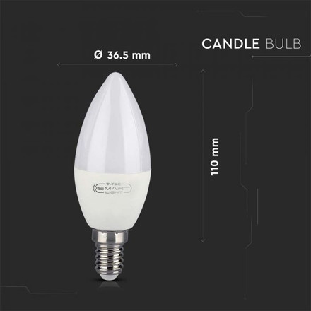 LED Bulb - 4.5W E14 Candle Smart RGB + WW + CW Compatible With Amazon Alexa And Google Home White