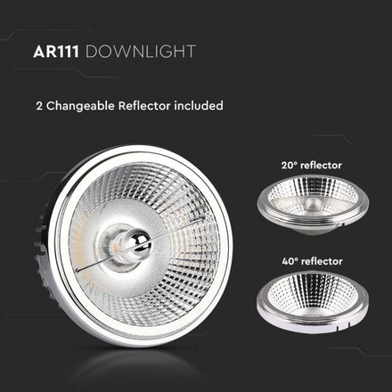 LED Spotlight - AR111 20W Changeable Reflector 40`D/20`D Silver 4000K