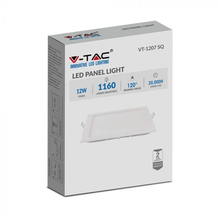 12W LED Premium Панел - Квадрат 4000K SKU 214867 V-TAC