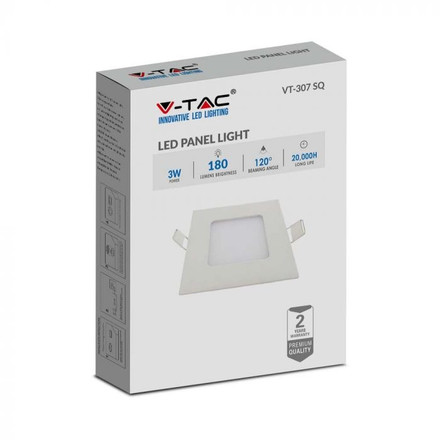 3W LED Premium Панел - Квадрат 3000K SKU 216295 V-TAC
