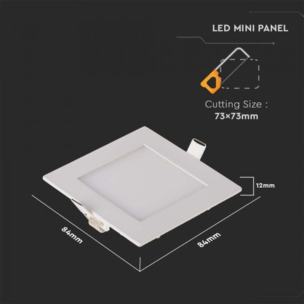 3W LED Premium Panel Downlight - Square 3000K