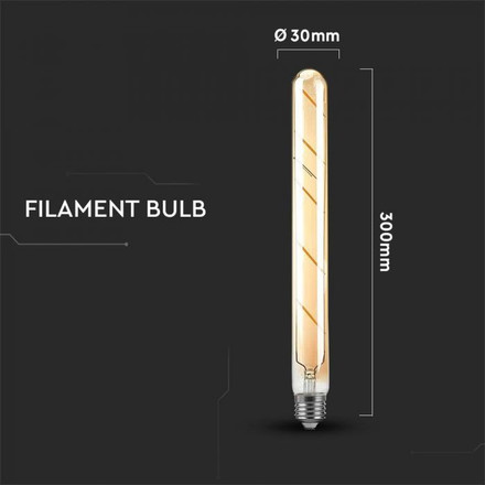 LED Bulb - 5W T30 E27 Filament Amber 2200K