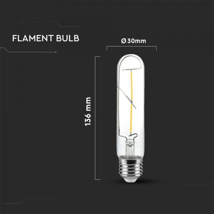LED Bulb - 2W Filament E27 T30 Clear Cover 1800K