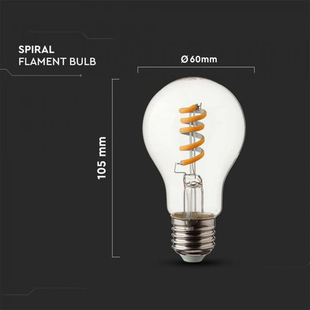 LED Bulb - 4W E27 Filament A60 Clear Cover 1800K
