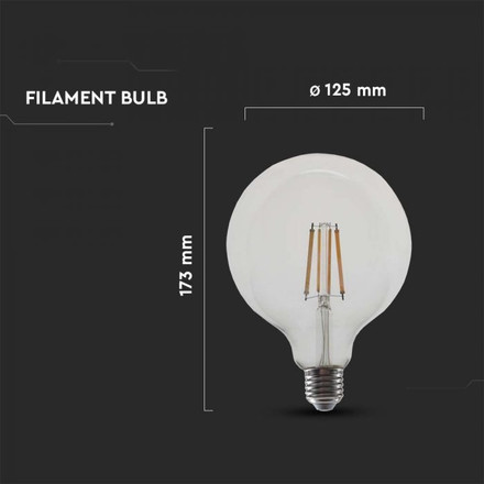 LED Bulb - 12W Filament  E27 G125 Clear Cover 4000K