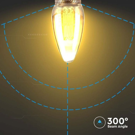 LED Bulb - 2W Filament E14 Amber Art Candle 1800K