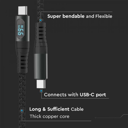 1M Type C to USB Cable Black