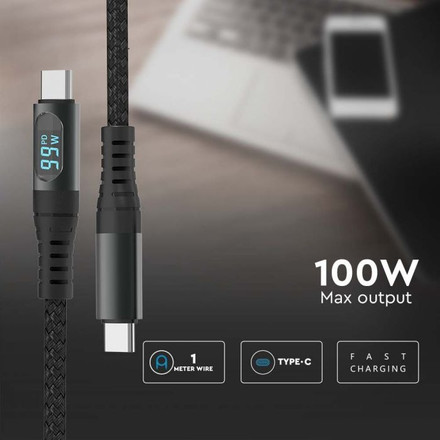 1M Type C to USB Cable Black