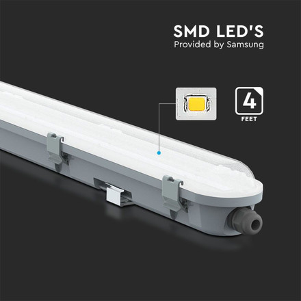 LED Waterproof Fitting M-SERIES 1200mm 36W 6400K Milky Cover 120LM/W