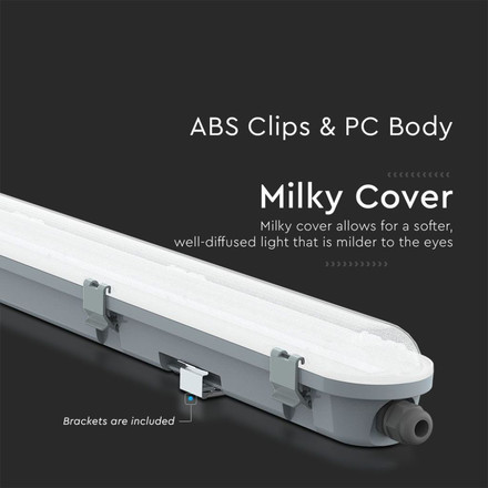 LED Влагозащитено Тяло M-Серия 1200мм 36W 6400K Mат 120 лумена на ват SKU 2120206 V-TAC