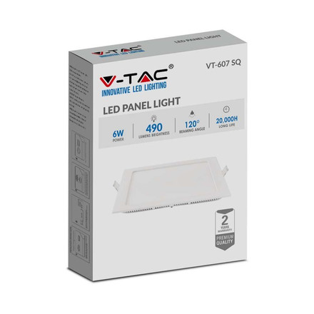 6W LED Premium Панел - Квадрат 6400K SKU 214865 V-TAC