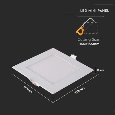 12W LED Premium Panel Downlight - Square 3000K