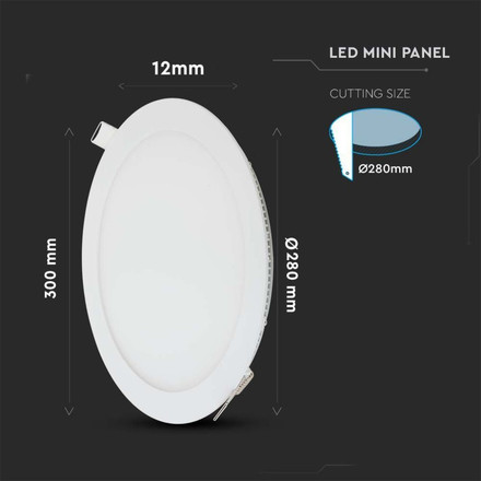 24W LED Premium Панел - Кръг 4000K SKU 214873 V-TAC