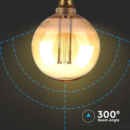 LED Bulb - 4W  Filament E27 G125 Amber ART 1800K