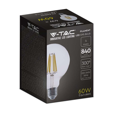 LED Крушка Е27 4W 3000К G95 Филамент SKU 2994 V-TAC