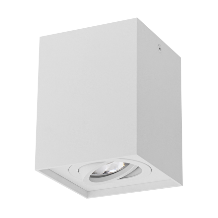 Surface ceiling downlight, square, GU10, movable, white, IP20