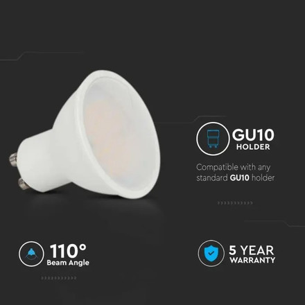 LED Крушка GU10 4.5W 3000K със SAMSUNG ЧИП 110 градуса SKU 21201 V-TAC