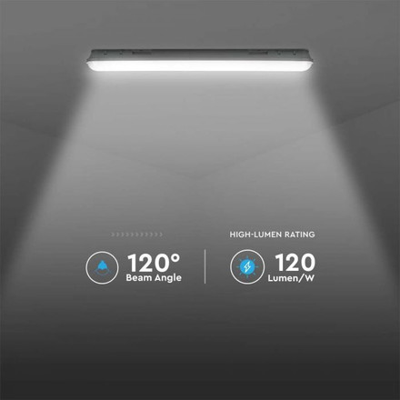 LED Waterproof Fitting M-SERIES 1500mm 48W 6400K Milky Cover 120LM/W