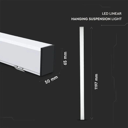 LED Linear Light SAMSUNG CHIP - 40W Hanging Suspension White Body 4000K 1200x50x65mm