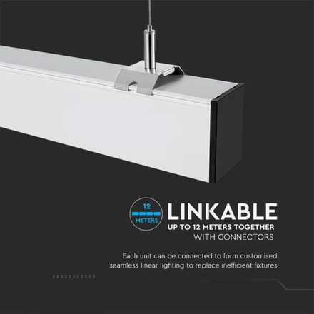 LED Linear Light SAMSUNG CHIP - 40W Hanging Suspension White Body 4000K 1200x50x65mm