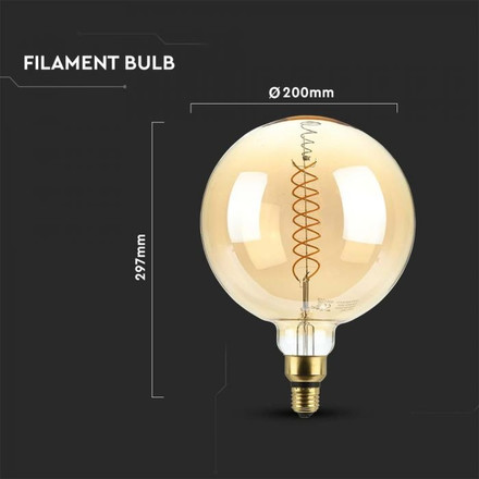 LED Bulb - 8W Filament E27 G200 Dimmable 1800K