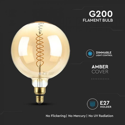 LED Bulb - 8W Filament E27 G200 Dimmable 1800K