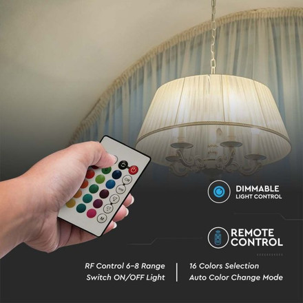 LED Bulb Candle 4.8W E14 With RF Control RGB + 3000K Dimmable