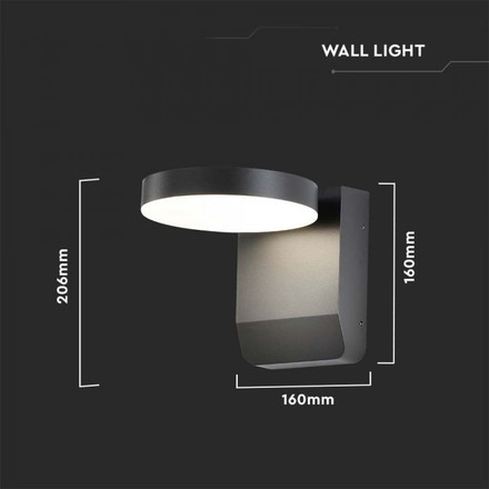 17W LED Wall Light Black Body Round 4000K IP65