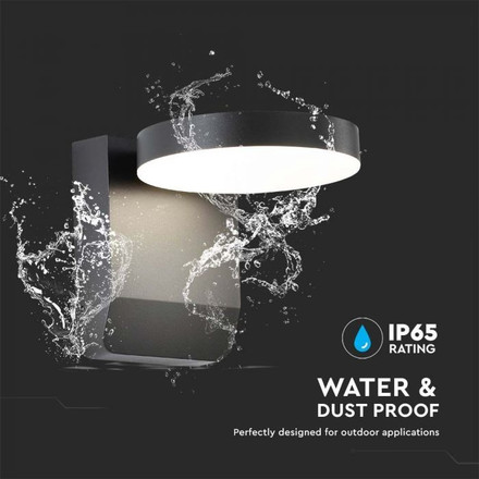 17W LED Wall Light Black Body Round 4000K IP65