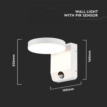 17W LED Wall Light Sensor White Body Round 4000K IP65