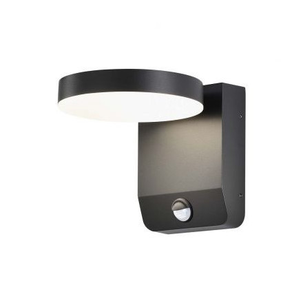 20W ЛЕД Стенна Лампа Сензор Черна Кръг 3000К IP65 SKU 2956 V-TAC