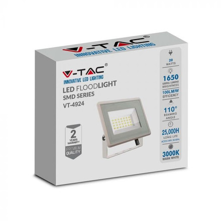 LED Прожектор 20W 4000К Бяло Тяло SKU 6741 V-TAC