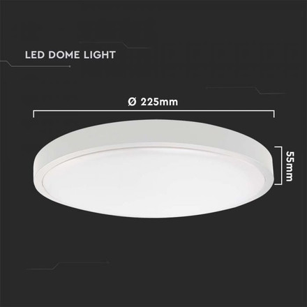 18W LED Dome Light Round White Frame 6400K IP44