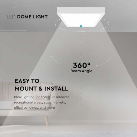 24W LED Dome Light Square White Frame 4000K IP44
