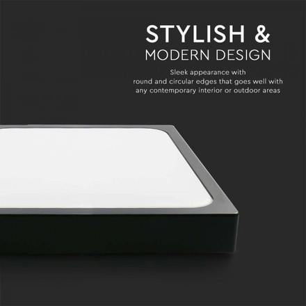 24W LED Dome Light Square Black Frame 4000K IP44