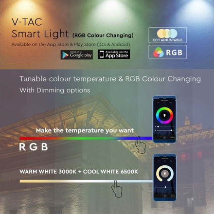 LED Прожектор 20W RGB+WW+CW с WIFI Смарт SKU 3025 V-TAC