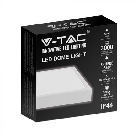 Плафон за тава 30W 3000К IP44 с Бяла Рамка SKU 7630 V-TAC
