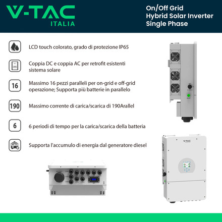 8kW On/Off Grid Hybrid Solar Inverter Single Phase 230VAC 5+5YRS Optional