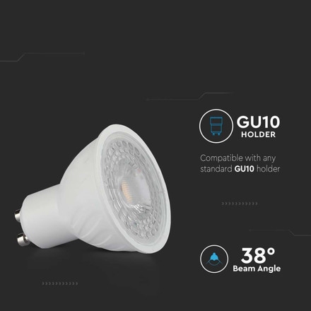 LED Крушка GU10 6.5W 4000K SAMSUNG ЧИП 38 градуса SKU 21190 V-TAC