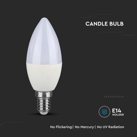 LED Bulb - SAMSUNG CHIP 5.5W E14 C37 Plastic Dimmable Candle 3000K