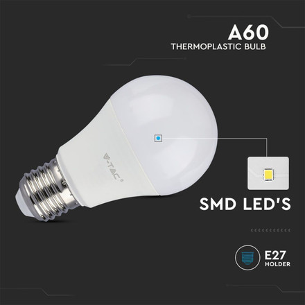 LED Крушка E27 9W 6400K A60 SAMSUNG ЧИП SKU 21230 V-TAC