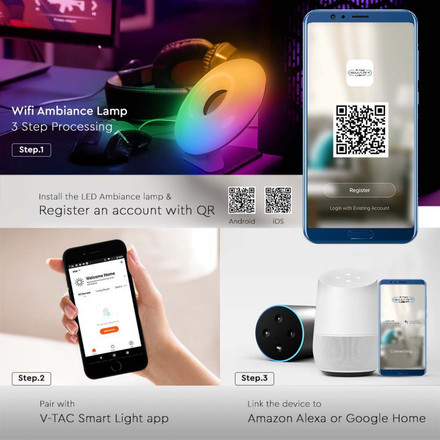 4W Амбиаентна Лампа Smart RGB и WW и CW съвеместима с Amazon Alexa и Google Home SKU 405861 V-TAC